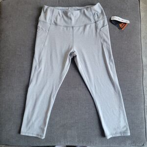 RBX Women Light Gray Power Hold High Waist Pockets Capri Athletic Legging Size L